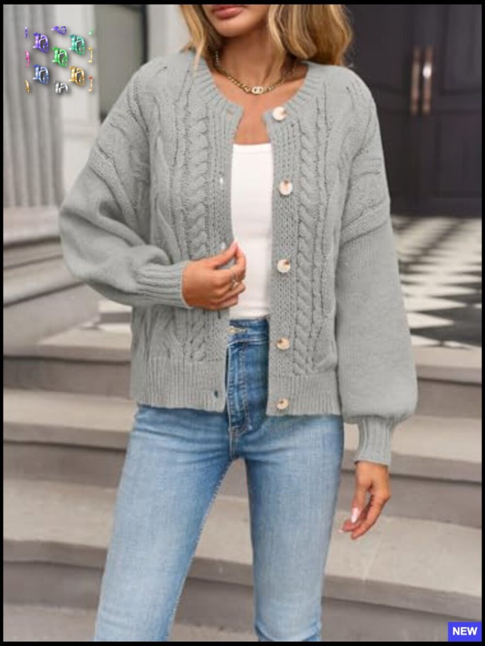 Open Front Cardigan Cable Knit Chunky Loose Fit Button Down Sweater Casual - Picture 2 of 7